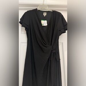 NEW Anne Klein Elegant Black Midi Dress L